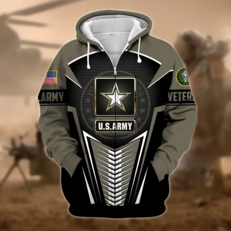 U.S. Army Veteran All Over Prints Zipper Hoodie Shirt Some Gave All Patriotic Attire QT1906AMA119