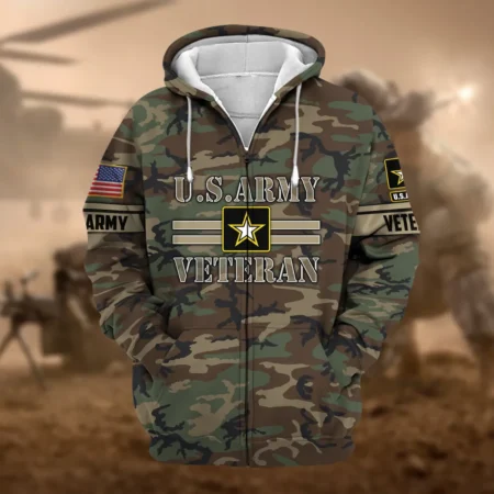 U.S. Army Veteran All Over Prints Zipper Hoodie Shirt Some Gave All Patriotic Attire QT1906AMA122