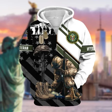U.S. Army Veteran All Over Prints Zipper Hoodie Shirt Some Gave All Patriotic Attire QT1906AMA126