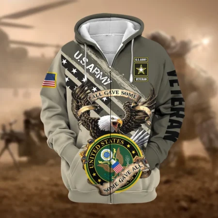 U.S. Army Veteran All Over Prints Zipper Hoodie Shirt Some Gave All Patriotic Attire QT1906AMA127