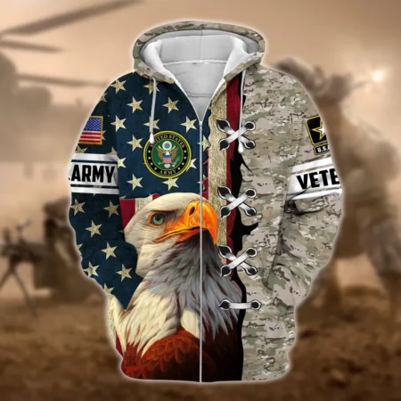 U.S. Army Veteran All Over Prints Zipper Hoodie Shirt Some Gave All Patriotic Attire QT1906AMA128