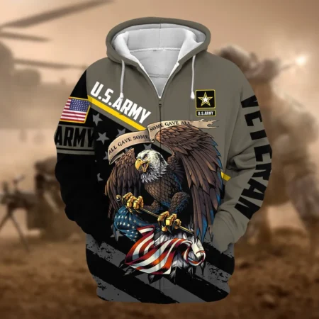 U.S. Army Veteran All Over Prints Zipper Hoodie Shirt Some Gave All Patriotic Attire QT1906AMA130