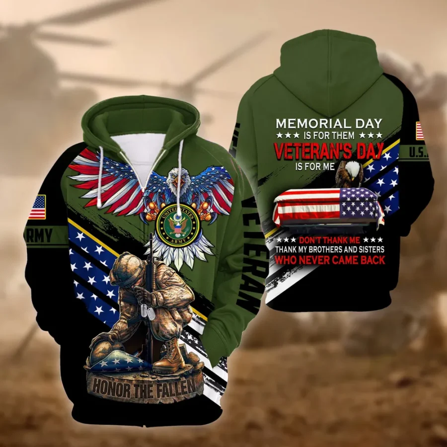 U.S. Army Veteran All Over Prints Zipper Hoodie Shirt Some Gave All Patriotic Attire QT1906AMA131