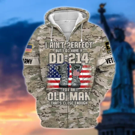 U.S. Army Veteran All Over Prints Zipper Hoodie Shirt Some Gave All Patriotic Attire QT1906AMA132
