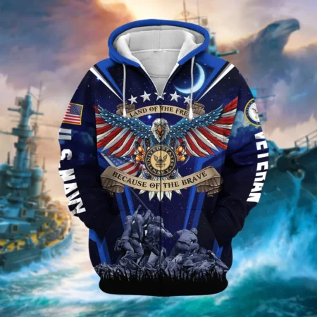 U.S. Navy Veteran All Over Prints Zipper Hoodie Shirt Military Veterans Uniform Appreciation QT1906NVA28