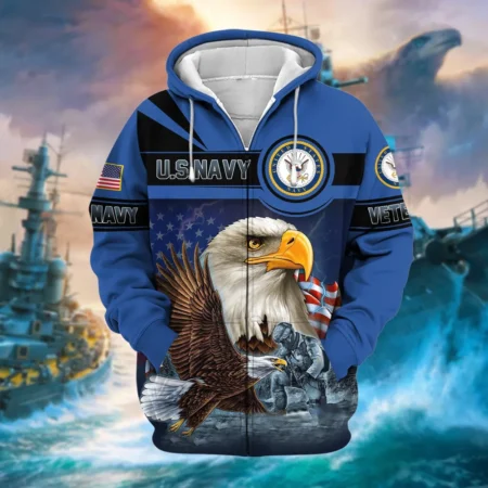 U.S. Navy Veteran All Over Prints Zipper Hoodie Shirt All Gave Some Patriotic Attire QT1906NVA4