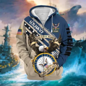 U.S. Navy Veteran All Over Prints Zipper Hoodie Shirt All Gave Some Patriotic Attire QT1906NVA6