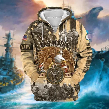 U.S. Navy Veteran All Over Prints Zipper Hoodie Shirt Some Gave All Patriotic Attire QT1906NVA56
