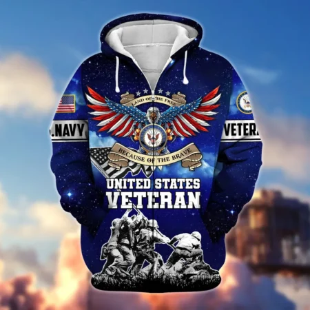 U.S. Navy Veteran All Over Prints Zipper Hoodie Shirt Military Veterans Uniform Appreciation QT1906NVA32