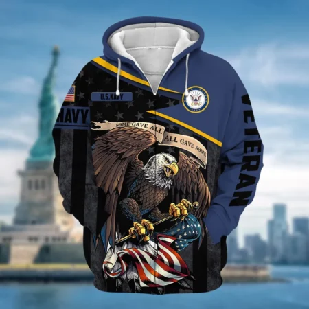 U.S. Navy Veteran All Over Prints Zipper Hoodie Shirt Military Veterans Patriotic Attire QT1906NVA26