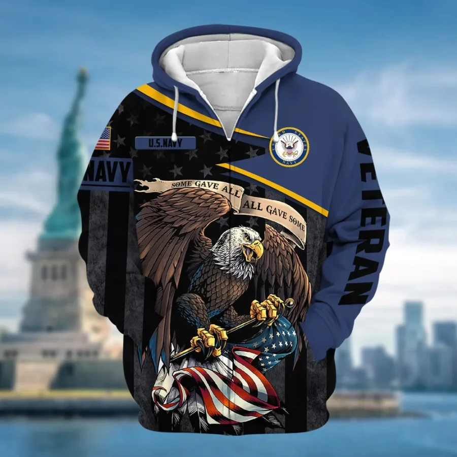 U.S. Navy Veteran All Over Prints Zipper Hoodie Shirt All Gave Some Uniform Appreciation QT1906NVA14