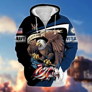 U.S. Navy Veteran All Over Prints Zipper Hoodie Shirt All Gave Some Uniform Appreciation QT1906NVA15