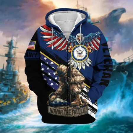 U.S. Navy Veteran All Over Prints Zipper Hoodie Shirt Military Veterans Patriotic Attire QT1906NVA21