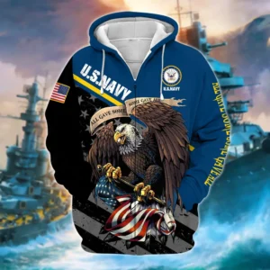 U.S. Navy Veteran All Over Prints Zipper Hoodie Shirt Military Veterans Patriotic Attire QT1906NVA23