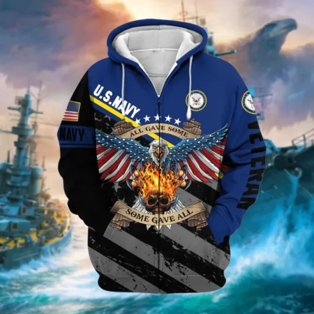 U.S. Navy Veteran All Over Prints Zipper Hoodie Shirt Military Veterans Patriotic Attire QT1906NVA24