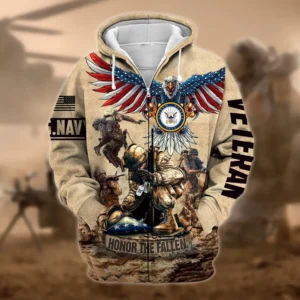 U.S. Navy Veteran All Over Prints Zipper Hoodie Shirt Military Veterans Uniform Appreciation QT1906NVA28