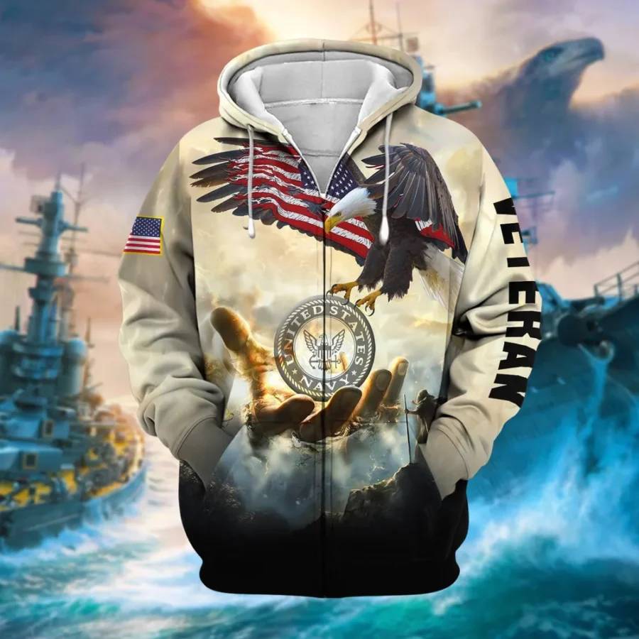 U.S. Navy Veteran All Over Prints Zipper Hoodie Shirt Military Veterans Uniform Appreciation QT1906NVA32