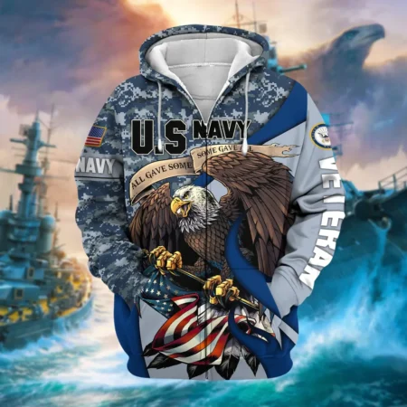 U.S. Navy Veteran All Over Prints Zipper Hoodie Shirt Military Veterans Uniform Appreciation QT1906NVA33