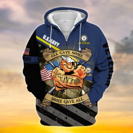 U.S. Navy Veteran All Over Prints Zipper Hoodie Shirt Retirees Patriotic Attire QT1906NVA38