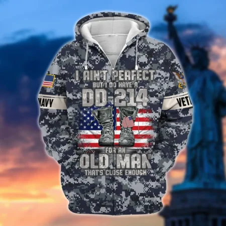 U.S. Navy Veteran All Over Prints Zipper Hoodie Shirt Retirees Patriotic Attire QT1906NVA39