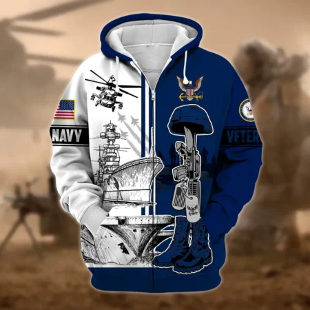 U.S. Navy Veteran All Over Prints Zipper Hoodie Shirt Retirees Uniform Appreciation QT1906NVA41