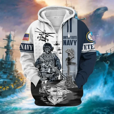 U.S. Navy Veteran All Over Prints Zipper Hoodie Shirt Retirees Uniform Appreciation QT1906NVA42