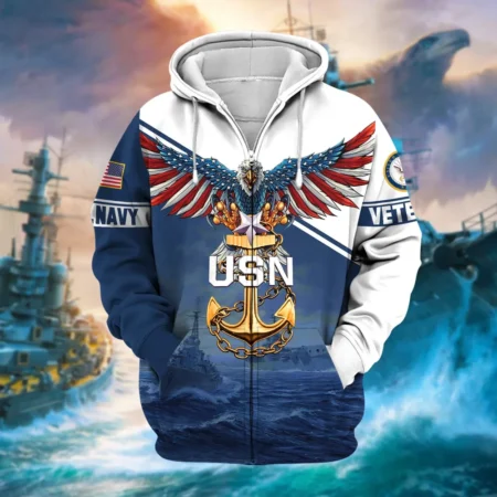 U.S. Navy Veteran All Over Prints Zipper Hoodie Shirt Retirees Uniform Appreciation QT1906NVA43