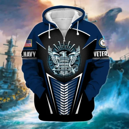 U.S. Navy Veteran All Over Prints Zipper Hoodie Shirt Retirees Uniform Appreciation QT1906NVA47