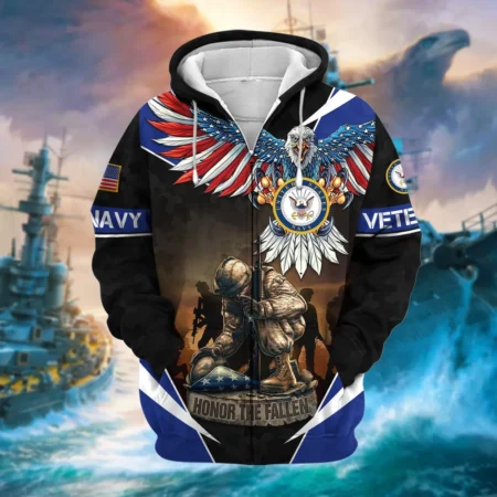 U.S. Navy Veteran All Over Prints Zipper Hoodie Shirt Retirees Uniform Appreciation QT1906NVA48