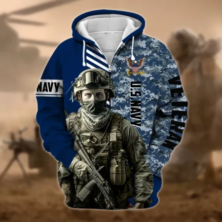U.S. Navy Veteran All Over Prints Zipper Hoodie Shirt Retirees Uniform Appreciation QT1906NVA49