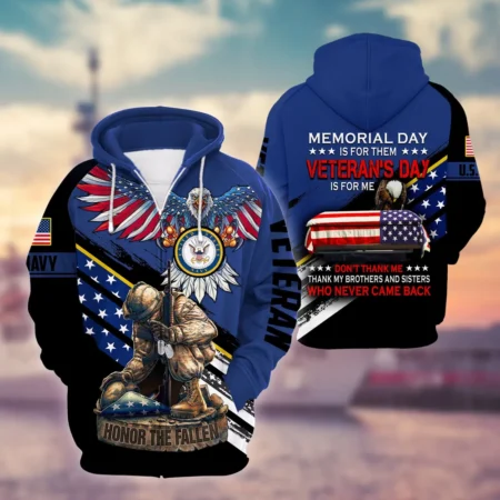 U.S. Navy Veteran All Over Prints Zipper Hoodie Shirt Retirees Uniform Appreciation QT1906NVA50
