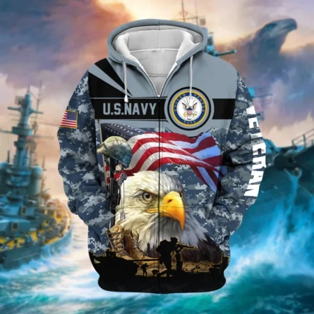 U.S. Navy Veteran All Over Prints Zipper Hoodie Shirt Some Gave All Patriotic Attire QT1906NVA55