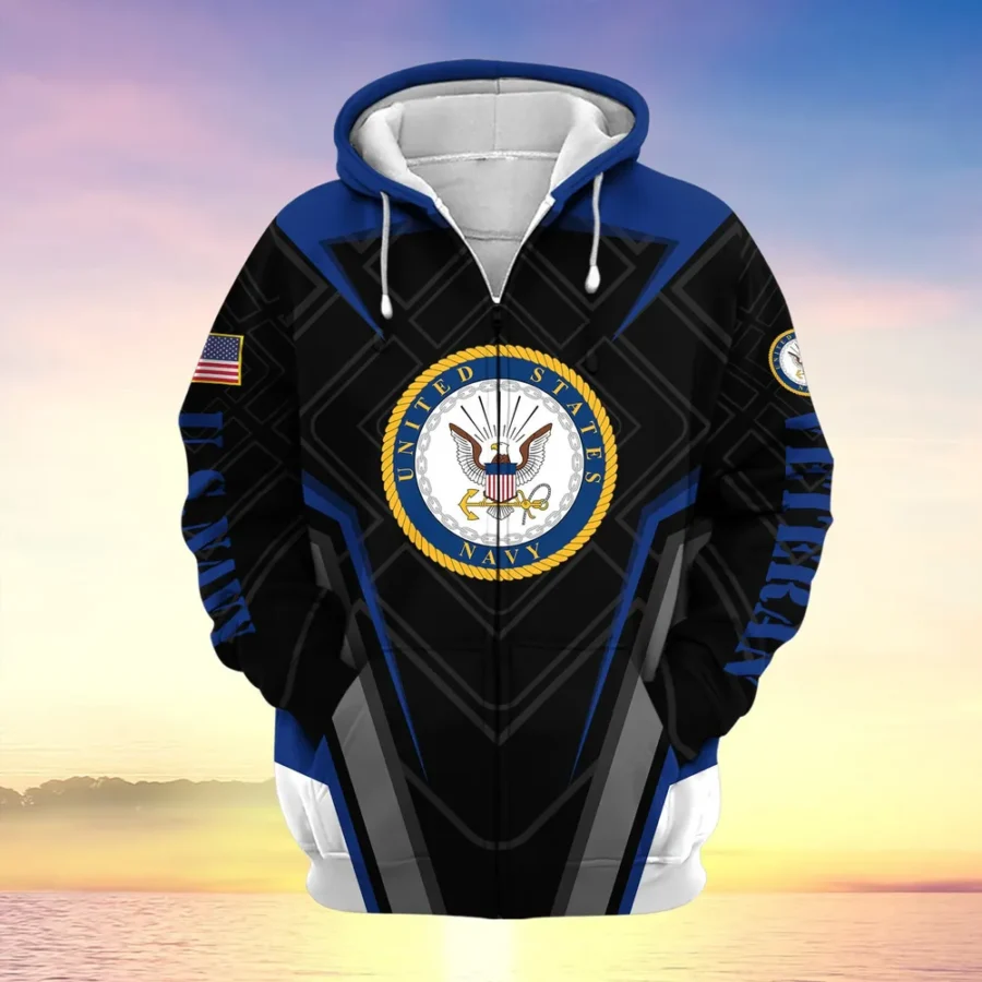 U.S. Navy Veteran All Over Prints Zipper Hoodie Shirt Some Gave All Patriotic Attire QT1906NVA57
