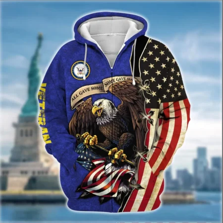 U.S. Navy Veteran All Over Prints Zipper Hoodie Shirt Some Gave All Patriotic Attire QT1906NVA59