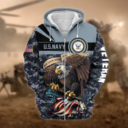U.S. Navy Veteran All Over Prints Zipper Hoodie Shirt Some Gave All Uniform Appreciation QT1906NVA63