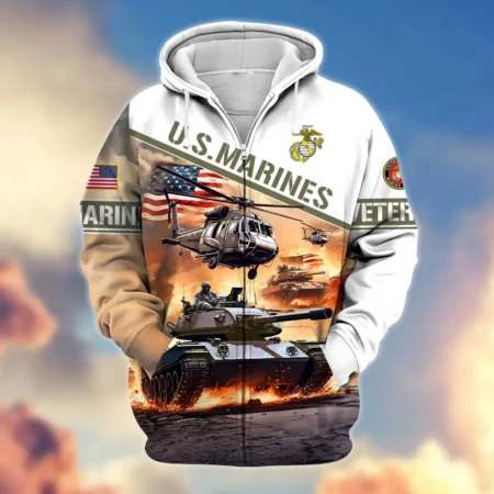 U.S.M.C Veteran All Over Prints Zipper Hoodie Shirt All Gave Some Patriotic Attire QT1906MCA2