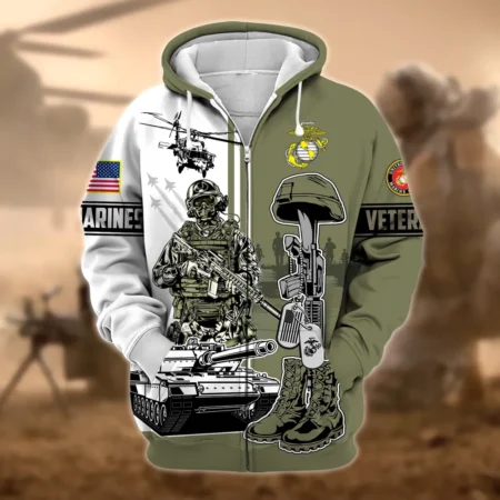 U.S.M.C Veteran All Over Prints Zipper Hoodie Shirt All Gave Some Patriotic Attire QT1906MCA3