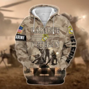 U.S.M.C Veteran All Over Prints Zipper Hoodie Shirt All Gave Some Uniform Appreciation QT1906MCA9