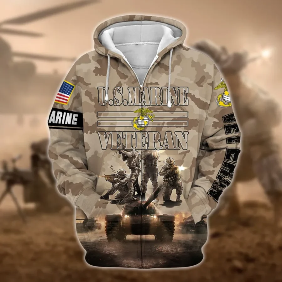 U.S.M.C Veteran All Over Prints Zipper Hoodie Shirt All Gave Some Uniform Appreciation QT1906MCA9