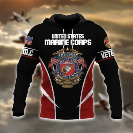 U.S.M.C Veteran All Over Prints Zipper Hoodie Shirt Military Veterans Patriotic Attire QT1906MCA11