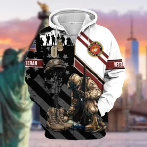 U.S.M.C Veteran All Over Prints Zipper Hoodie Shirt Military Veterans Uniform Appreciation QT1906MCA17