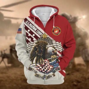 U.S.M.C Veteran All Over Prints Zipper Hoodie Shirt Retirees Uniform Appreciation QT1906MCA32