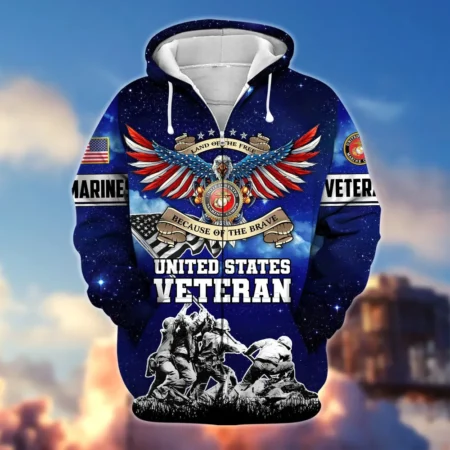 U.S.M.C Veteran All Over Prints Zipper Hoodie Shirt Retirees Uniform Appreciation QT1906MCA33