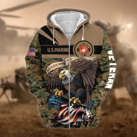 U.S.M.C Veteran All Over Prints Zipper Hoodie Shirt Retirees Uniform Appreciation QT1906MCA34