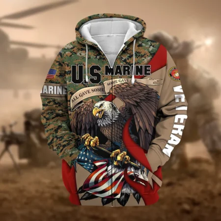 U.S.M.C Veteran All Over Prints Zipper Hoodie Shirt Retirees Uniform Appreciation QT1906MCA35