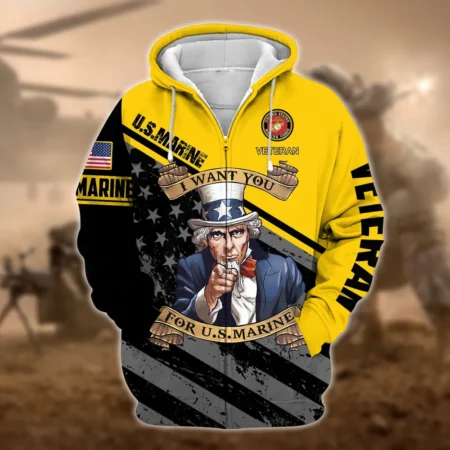 U.S.M.C Veteran All Over Prints Zipper Hoodie Shirt Retirees Uniform Appreciation QT1906MCA36