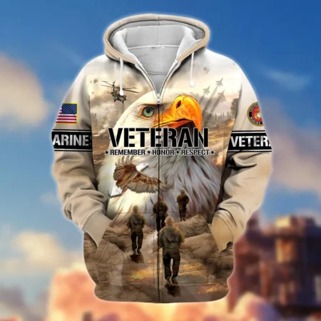 U.S.M.C Veteran All Over Prints Zipper Hoodie Shirt Some Gave All Patriotic Attire QT1906MCA37
