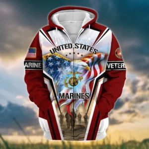 U.S.M.C Veteran All Over Prints Zipper Hoodie Shirt Some Gave All Patriotic Attire QT1906MCA41