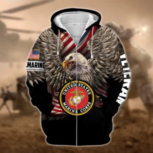 U.S.M.C Veteran All Over Prints Zipper Hoodie Shirt Some Gave All Patriotic Attire QT1906MCA44