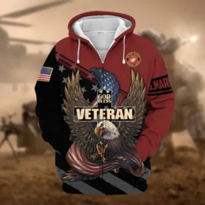 U.S.M.C Veteran All Over Prints Zipper Hoodie Shirt Some Gave All Patriotic Attire QT1906MCA49